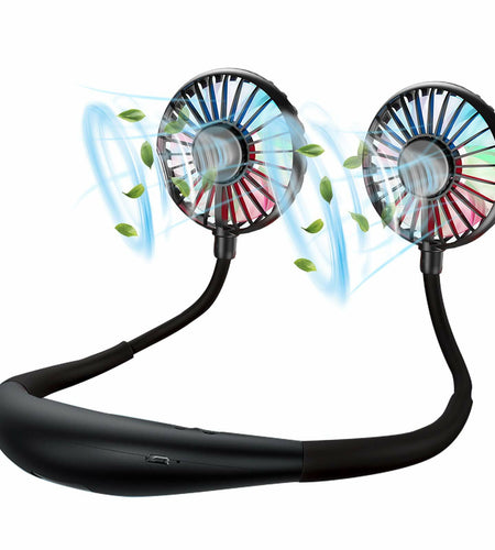 YALTOON Neck Fan 2600mAh USB Portable Black 7 Blades 3 Speeds Over 12H