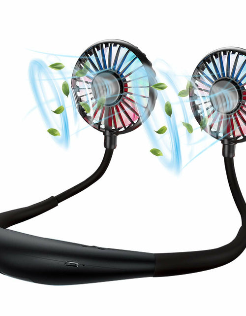 Load image into Gallery viewer, YALTOON Neck Fan 2600mAh USB Portable Black 7 Blades 3 Speeds Over 12H
