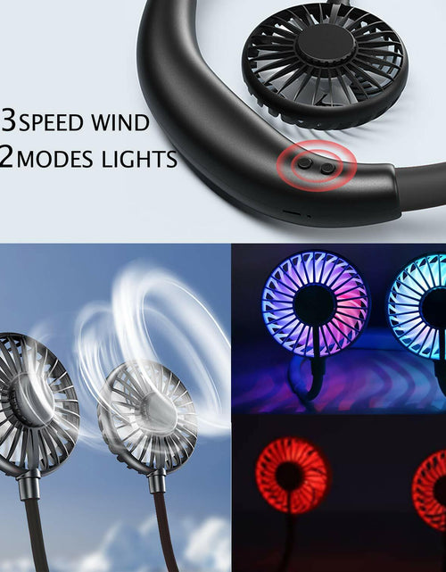 Load image into Gallery viewer, YALTOON Neck Fan 2600mAh USB Portable Black 7 Blades 3 Speeds Over 12H
