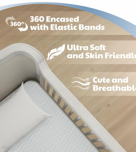 Earth&ME Waterproof Bassinet Mattress Sheets 100% Cotton Brown Waves Universal