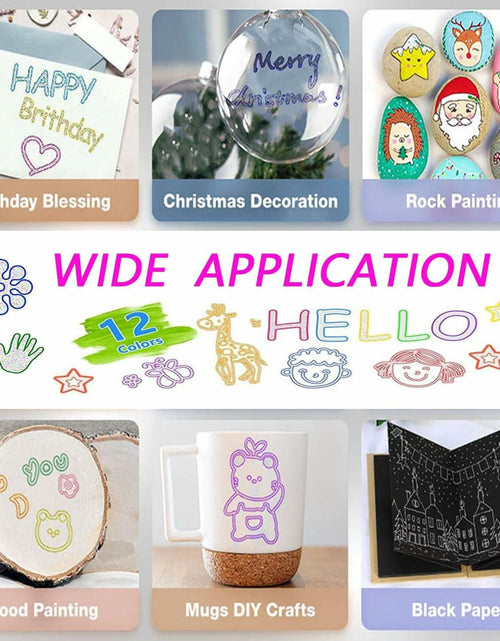 Load image into Gallery viewer, YIJHLHB 12 Color Metallic Outline Markers Double Line Glitter Paint Pink
