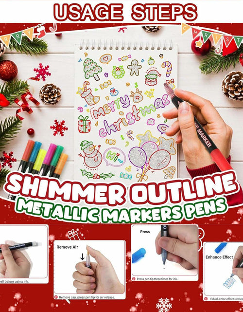 Load image into Gallery viewer, YIJHLHB 12 Color Metallic Outline Markers Double Line Glitter Paint Pink
