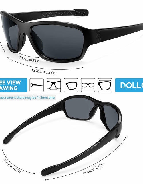 Load image into Gallery viewer, [Like New] Dollger Polarized Sports Sunglasses Women UV400 Black Wraparound Fit
