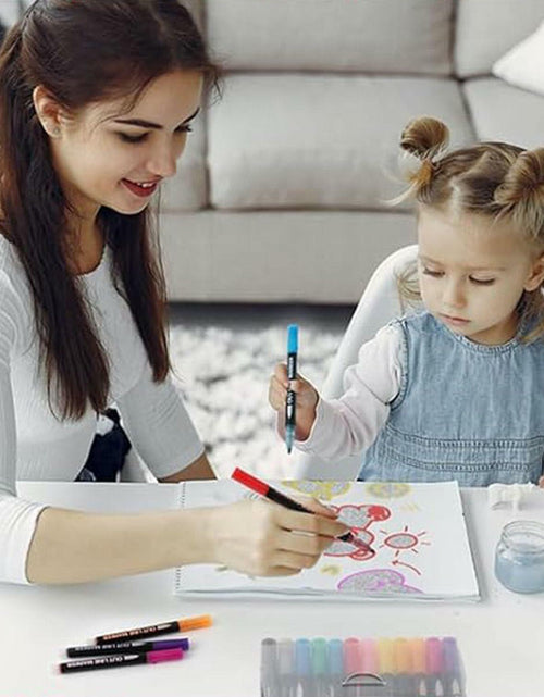 Load image into Gallery viewer, YIJHLHB 12 Color Metallic Outline Markers Double Line Glitter Paint Pink
