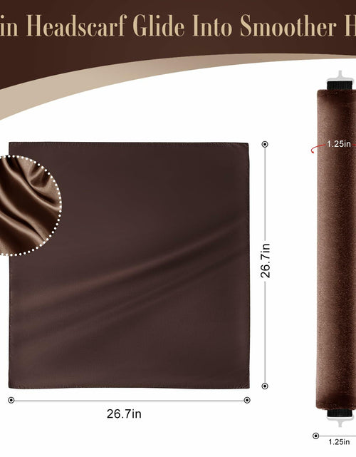 Load image into Gallery viewer, nunflue Heatless Hair Curlers Soft Overnight Set Brown 4Pcs with Silk Scarf
