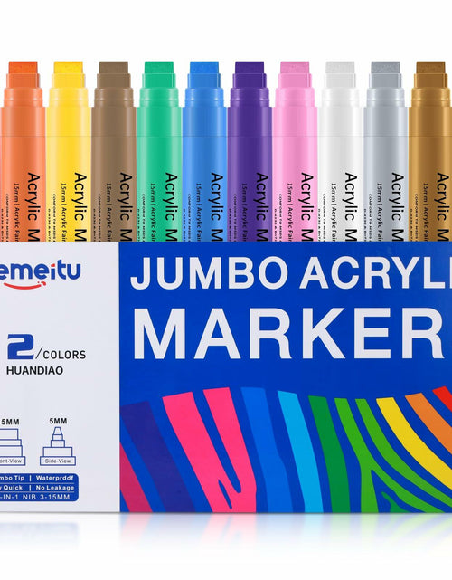Load image into Gallery viewer, LEMEITU 12pcs Acrylic Paint Marker Set 15mm Broad Tip for Posters Signs Art
