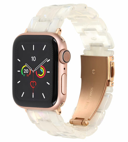 MAIRUI Resin Watch Band for Apple Watch Series 1-9 Ultra 42-49mm Colorful White
