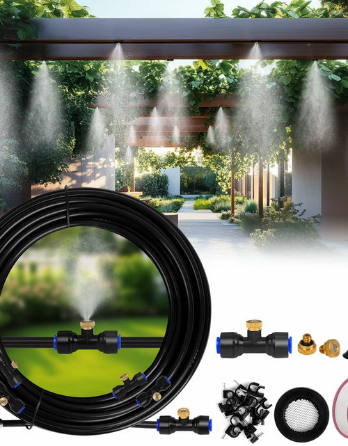 Load image into Gallery viewer, UBYNID 82FT Patio Misting System 21 Brass Nozzles Outdoor Cooling Adapter
