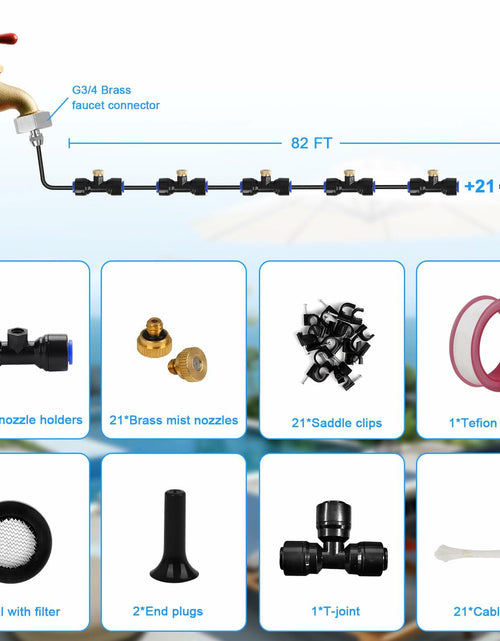Load image into Gallery viewer, UBYNID 82FT Patio Misting System 21 Brass Nozzles Outdoor Cooling Adapter
