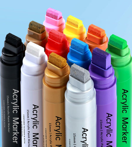 LEMEITU 12pcs Acrylic Paint Marker Set 15mm Broad Tip for Posters Signs Art