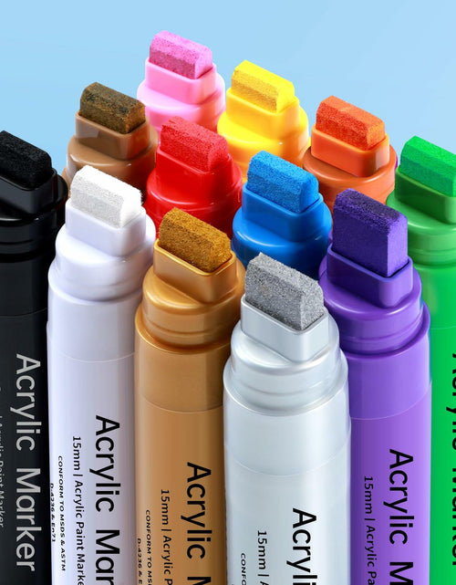 Load image into Gallery viewer, LEMEITU 12pcs Acrylic Paint Marker Set 15mm Broad Tip for Posters Signs Art
