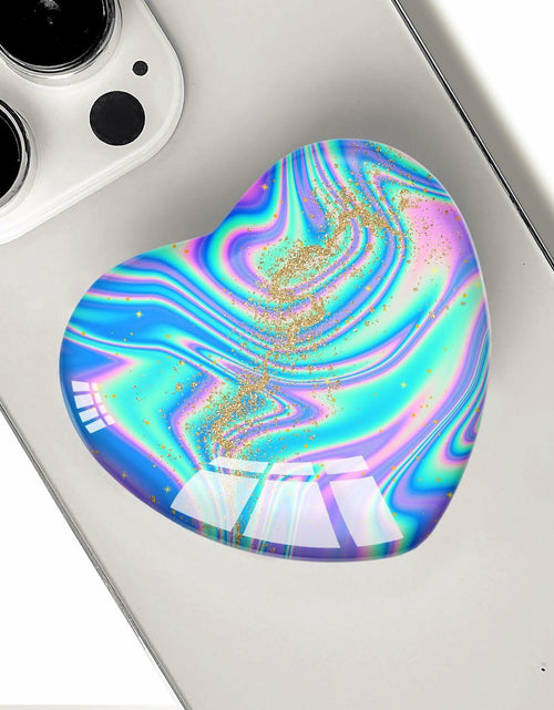 Load image into Gallery viewer, Luhoit Expanding Heart Shape Glass Phone Grip Holder Gold Purple Blue TPU
