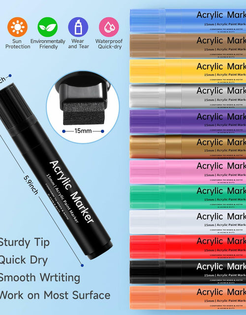 Load image into Gallery viewer, LEMEITU 12pcs Acrylic Paint Marker Set 15mm Broad Tip for Posters Signs Art
