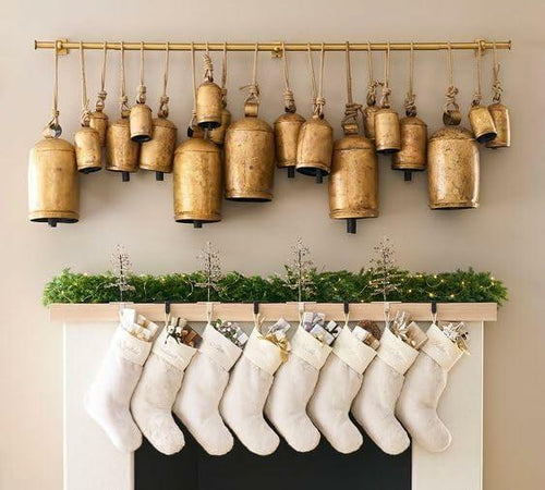 Load image into Gallery viewer, [Like New] NODYES Set of 3 Giant Rustic Harmony Bells 17in Gold Handmade Metal
