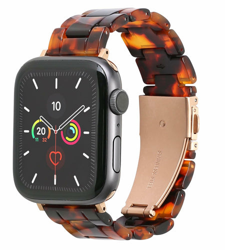MAIRUI Resin Watch Band Compatible Apple Watch Series 1-9 Ultra 42-49mm Pink Tan