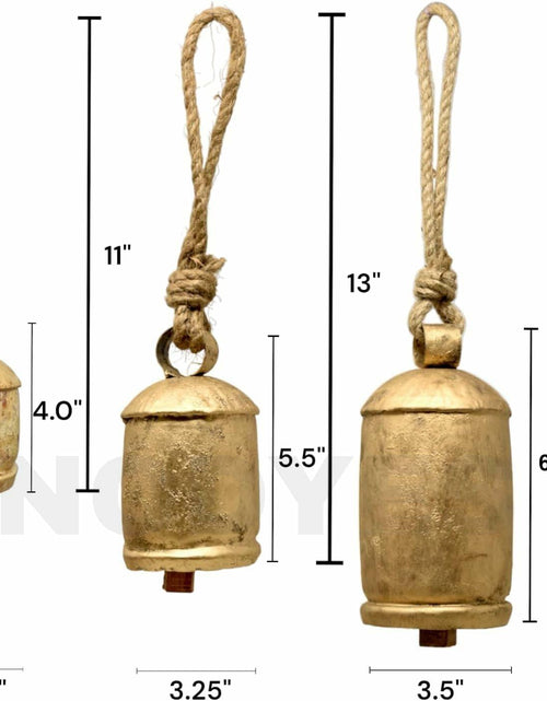 Load image into Gallery viewer, [Like New] NODYES Set of 3 Giant Rustic Harmony Bells 17in Gold Handmade Metal
