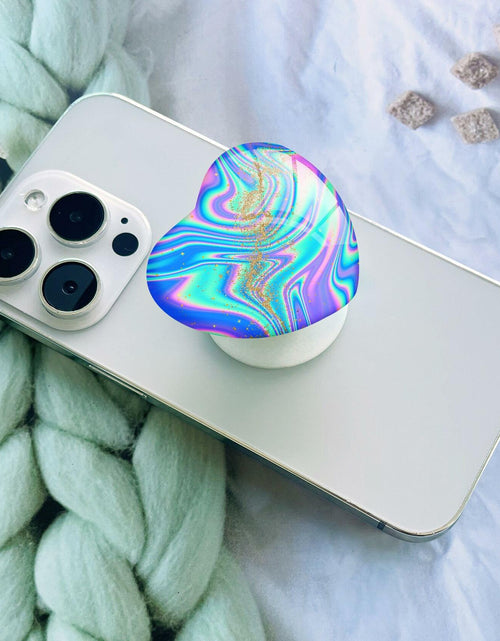 Load image into Gallery viewer, Luhoit Expanding Heart Shape Glass Phone Grip Holder Gold Purple Blue TPU
