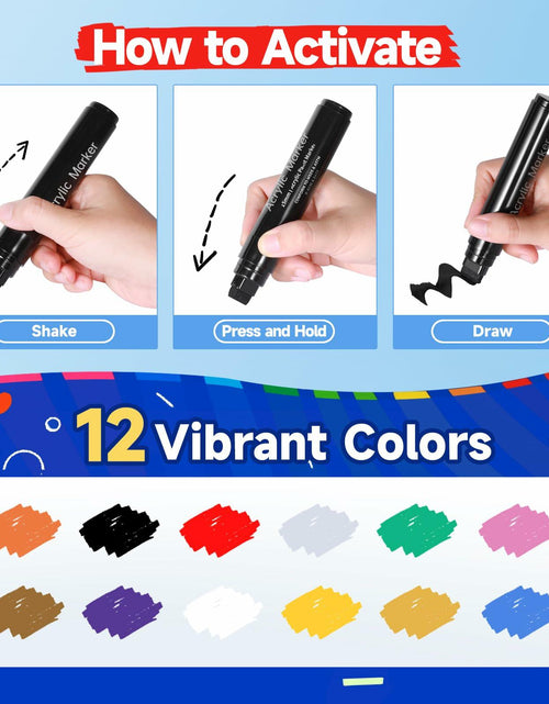 Load image into Gallery viewer, LEMEITU 12pcs Acrylic Paint Marker Set 15mm Broad Tip for Posters Signs Art
