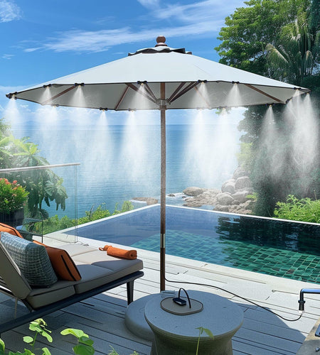 UBYNID 82FT Patio Misting System 21 Brass Nozzles Outdoor Cooling Adapter