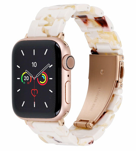 MAIRUI Resin Watch Band for Apple Watch 49/45/44/42mm Slim Strap Nougat White