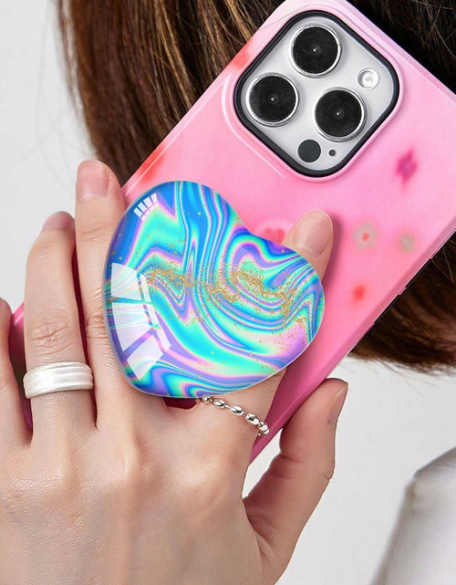 Load image into Gallery viewer, Luhoit Expanding Heart Shape Glass Phone Grip Holder Gold Purple Blue TPU
