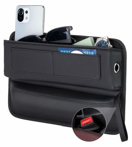 ALIOBC Car Seat Gap Filler Organizer Premium Leather Black 1 Pack