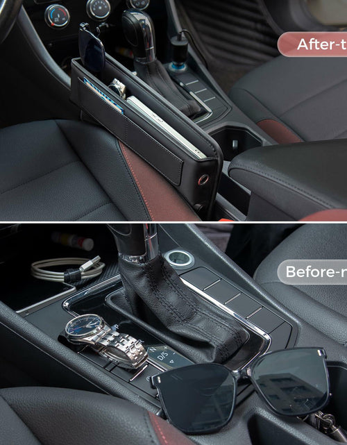 Load image into Gallery viewer, ALIOBC Car Seat Gap Filler Organizer Premium Leather Black 1 Pack
