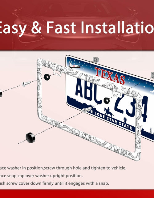 Load image into Gallery viewer, Snake Flowers Stainless Steel License Plate Frame 12.2x6 Inches US CA
