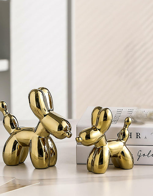 Load image into Gallery viewer, Steviieden Ceramic Balloon Dog Statue Gold Medium Decorative Home Decor
