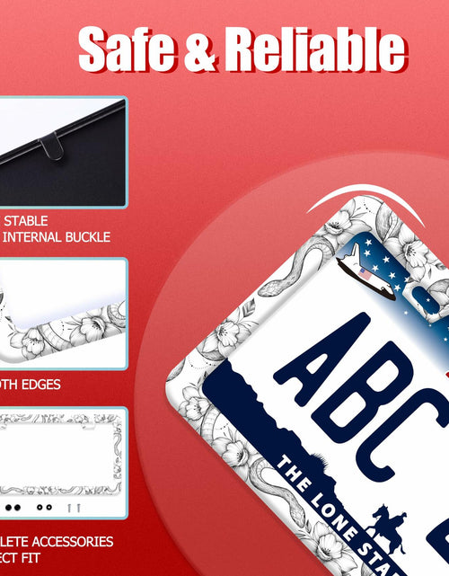 Load image into Gallery viewer, Snake Flowers Stainless Steel License Plate Frame 12.2x6 Inches US CA
