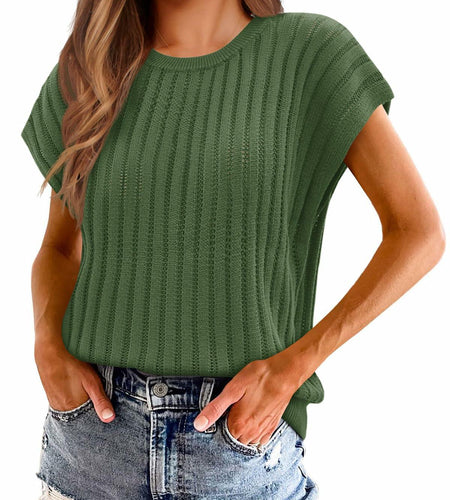Saodimallsu Womens Summer Crochet Sweater Vest Sleeveless Knit Top Navy Size S