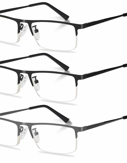 Load image into Gallery viewer, Anourney 3-Pack Men's Reading Glasses +3.0 Metal Half Frame Black Gray
