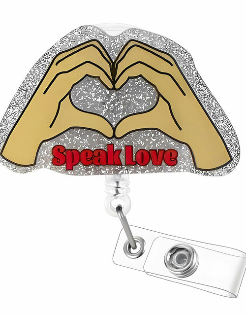 Load image into Gallery viewer, SWOSWHEN Taylor Inspiration Badge Roll Retractable ID Clip Red Hands Heart
