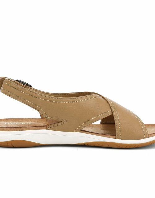 Load image into Gallery viewer, UBFEN Womens Flat Sandals Arch Support Adjustable Slingback Khaki Size 7.5
