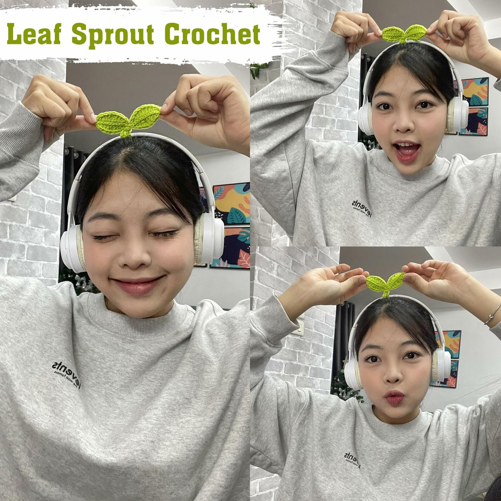 PIDELIGHT Handmade Knitted Crochet Leaf Sprout Multi-Functional Accessory