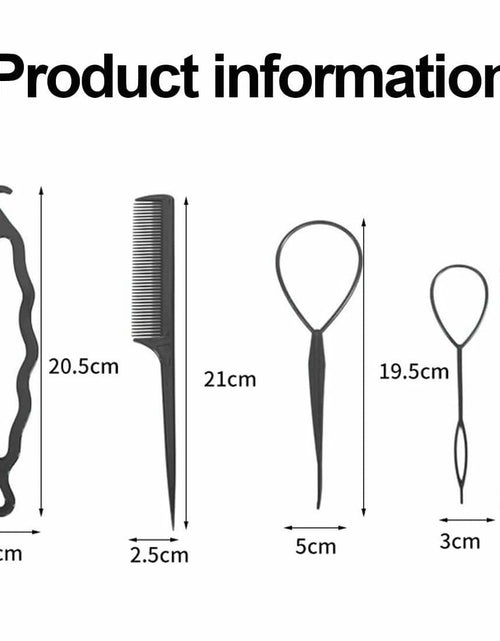 Load image into Gallery viewer, ZZJB Women's Hair Styling Set 7-Piece Black Resin French Braid Tools
