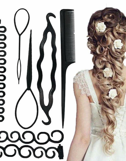 Load image into Gallery viewer, ZZJB Women's Hair Styling Set 7-Piece Black Resin French Braid Tools
