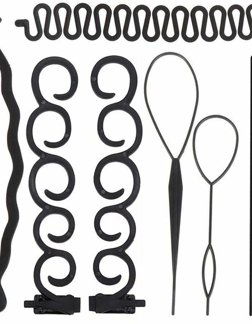 Load image into Gallery viewer, ZZJB Women's Hair Styling Set 7-Piece Black Resin French Braid Tools
