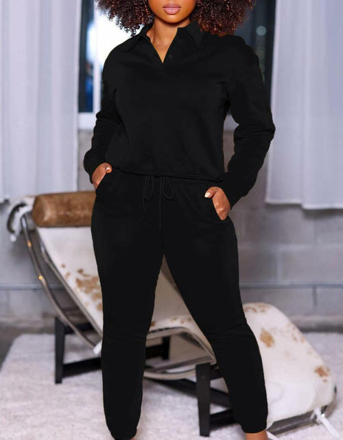Load image into Gallery viewer, Nimsruc Women's 2-Piece Jogging Sweatsuit Set Long Sleeve Black Size S
