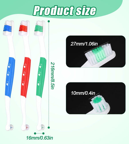 XIHIRCD 3pcs Dual Headed Pet Toothbrush Soft Bristles Dental Care Kit