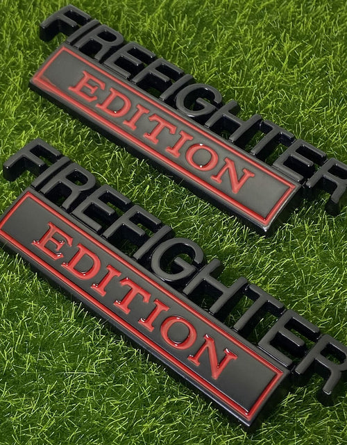 Load image into Gallery viewer, XANAPON Firefighter 3D Metal Fender Badge Car Emblem Chrome Black/Red 2PCS
