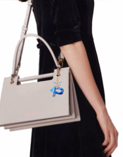 Load image into Gallery viewer, Besvatsy Blue Heart Alphabet Keychain Tassel Butterfly Pendant Medium
