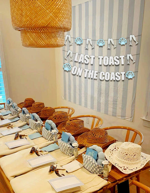 Load image into Gallery viewer, JeVenis Last Toast On The Coast Blue Beach Bachelorette Party Banner

