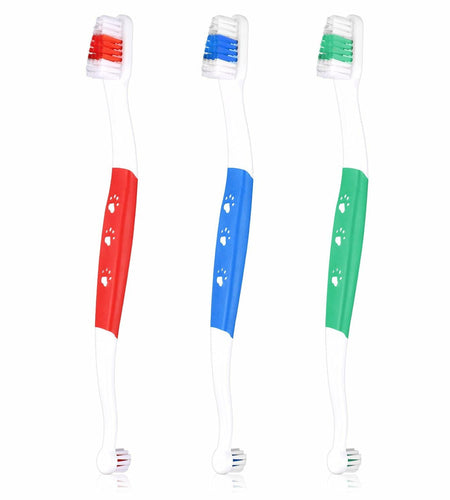 XIHIRCD 3pcs Dual Headed Pet Toothbrush Soft Bristles Dental Care Kit