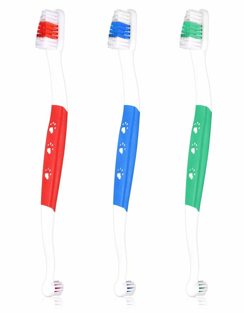 Load image into Gallery viewer, XIHIRCD 3pcs Dual Headed Pet Toothbrush Soft Bristles Dental Care Kit
