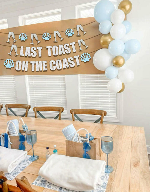 Load image into Gallery viewer, JeVenis Last Toast On The Coast Blue Beach Bachelorette Party Banner
