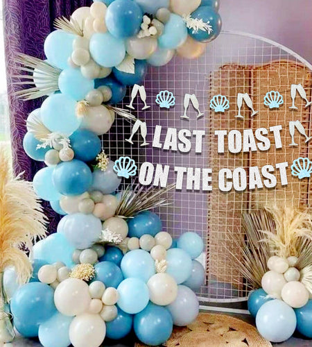 JeVenis Last Toast On The Coast Blue Beach Bachelorette Party Banner