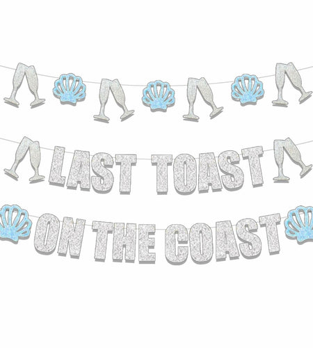 JeVenis Last Toast On The Coast Blue Beach Bachelorette Party Banner