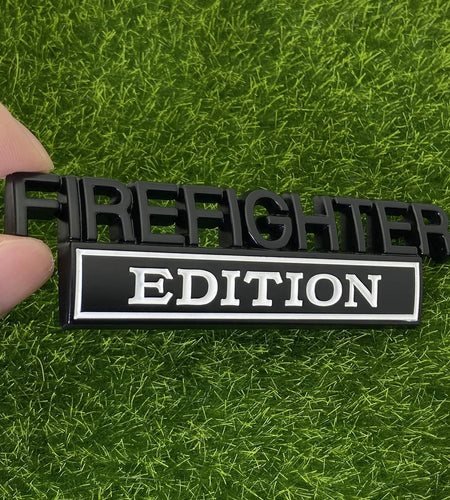 XANAPON Firefighter 3D Metal Fender Badge Car Emblem Chrome Black/White 2PCS