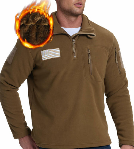 SIZE XL FEWGLEN Men’s Fleece Quarter Zip Pullover Sweatshirt Brown